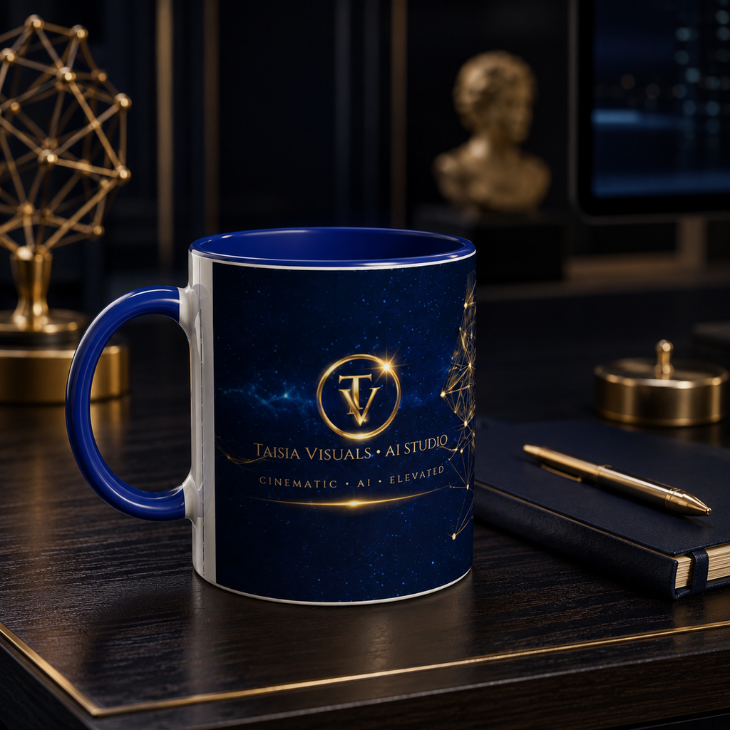 GOLDEN NEURAL NETWORK — AI Philosophy Mug — Ceramic Blue