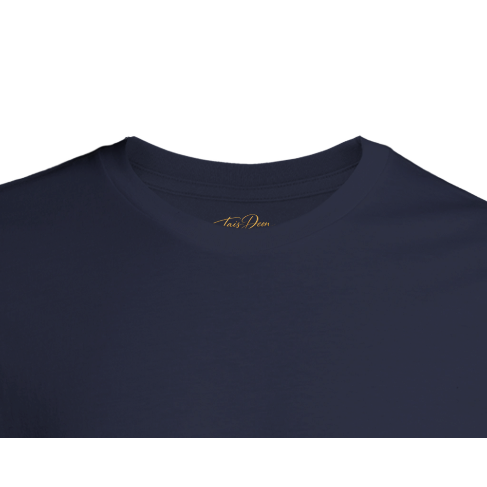 PERSONALIZED – Leo Zodiac Unisex T-Shirt – Old Gold Lion on French Navy