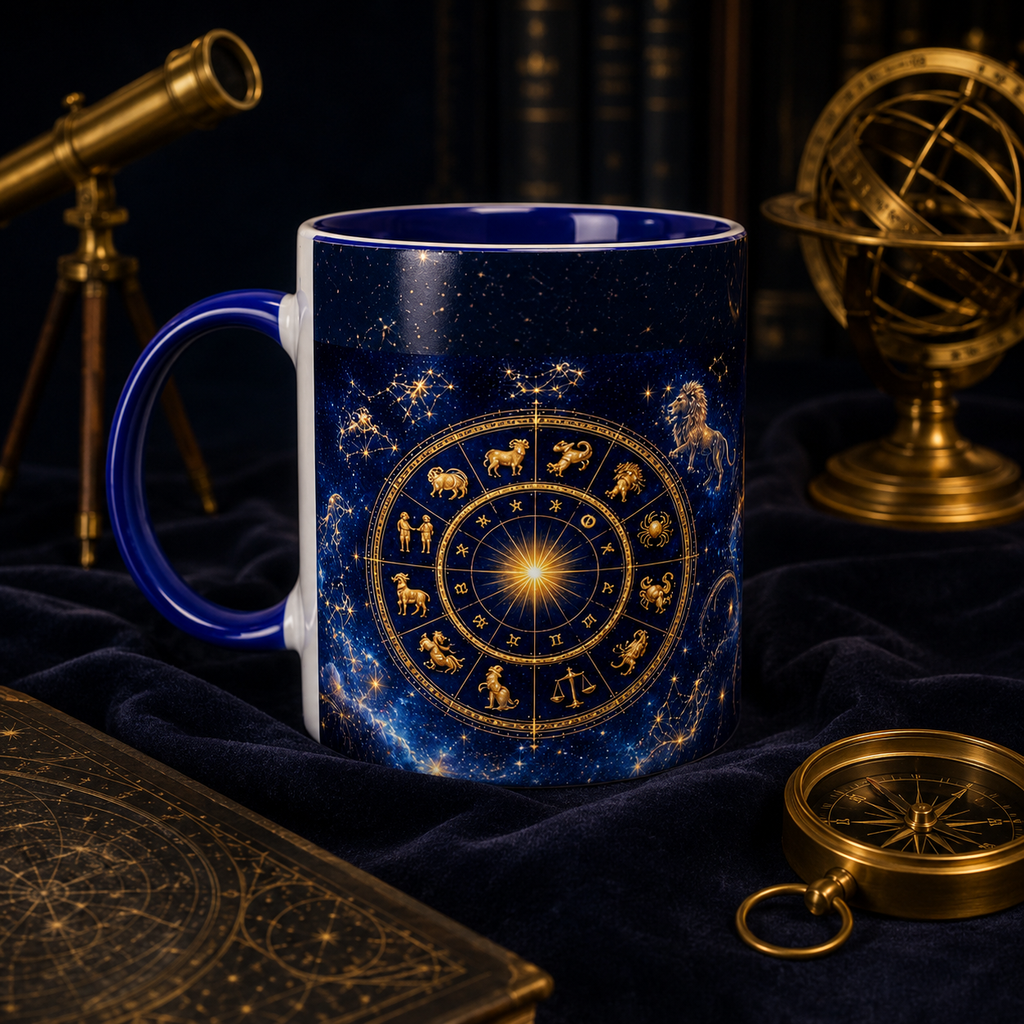 LEO ROYAL ZODIAC — Ceramic Mug — Celestial Blue Edition