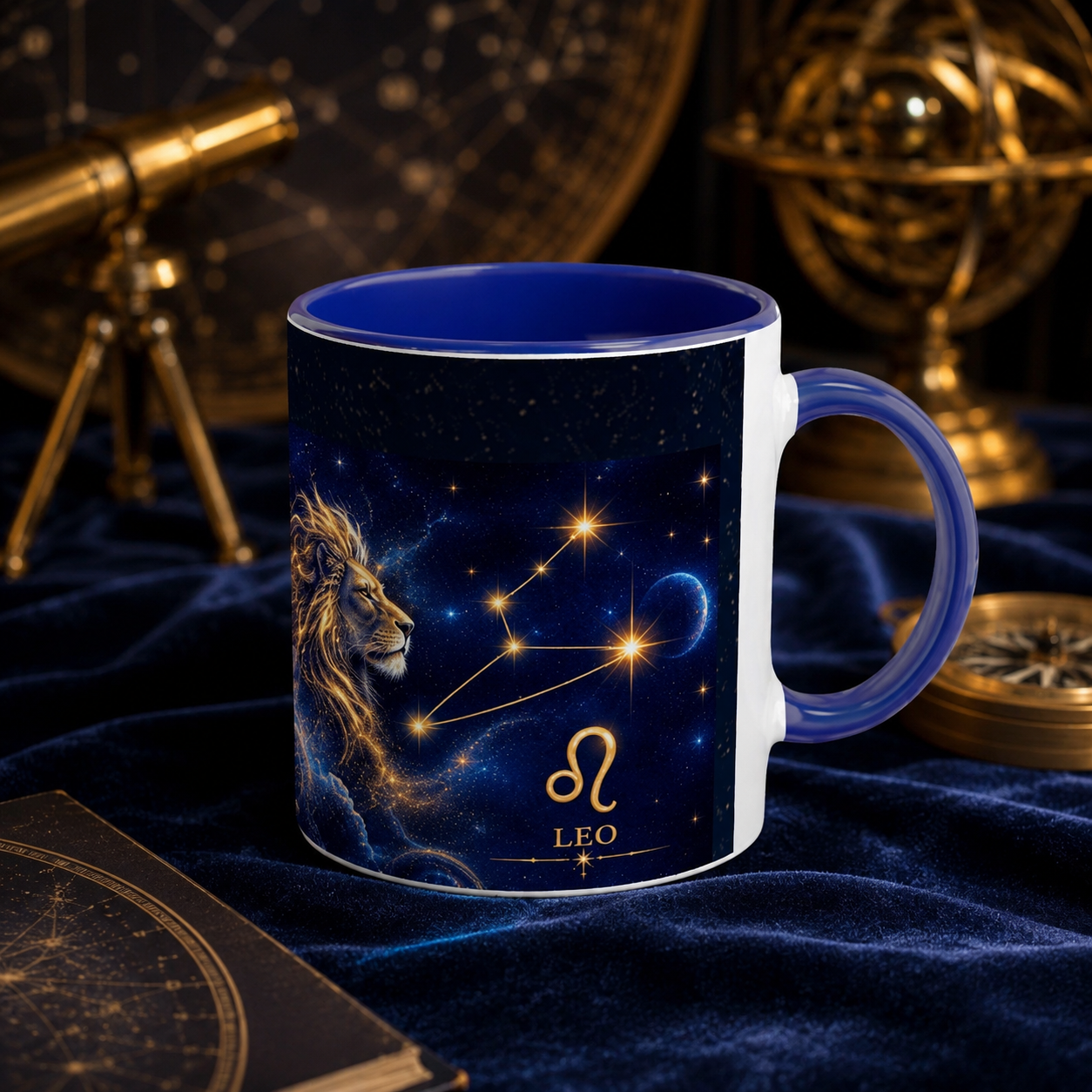 LEO ROYAL ZODIAC — Ceramic Mug — Celestial Blue Edition