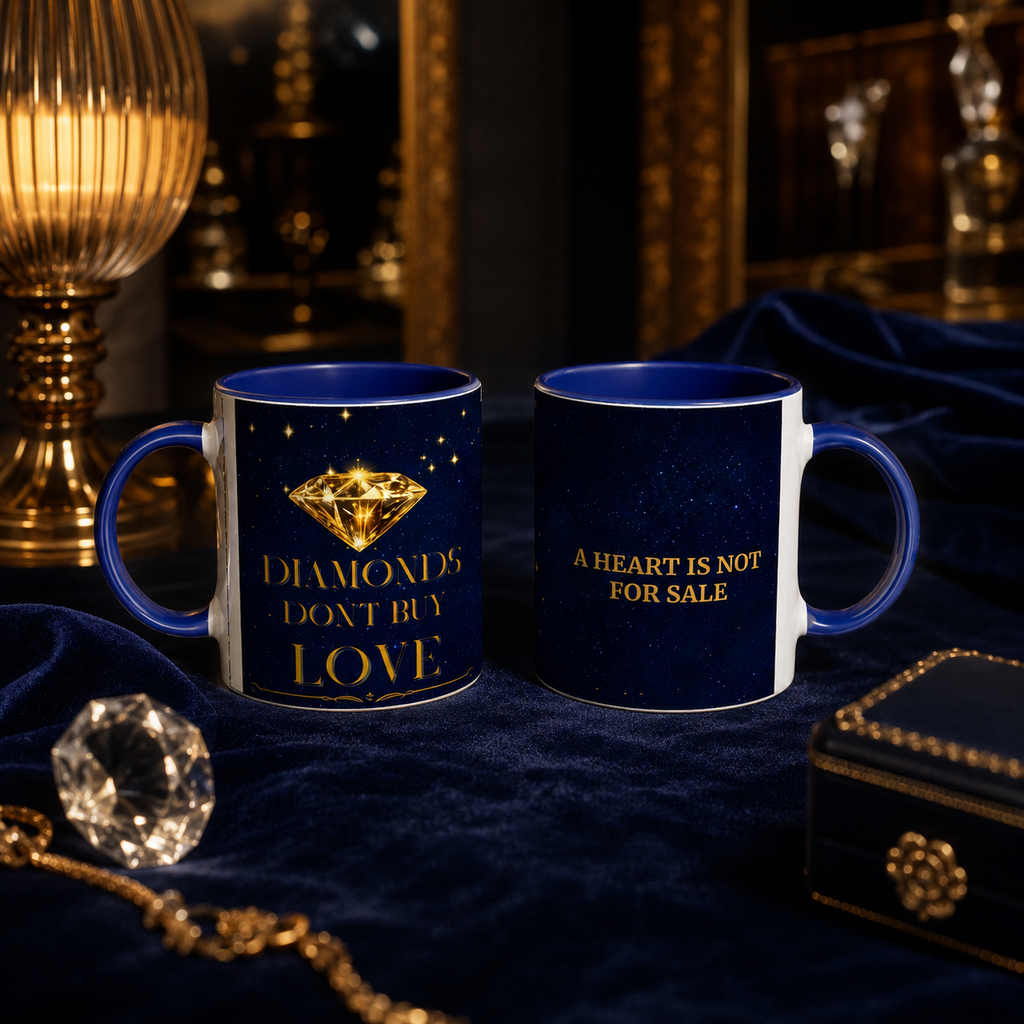 DIAMONDS DON'T BUY LOVE — Ceramic Mug — Blue Edition