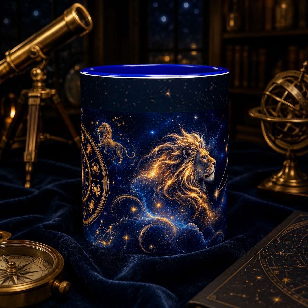 LEO ROYAL ZODIAC — Ceramic Mug — Celestial Blue Edition