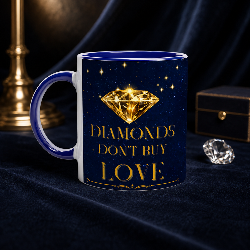 DIAMONDS DON'T BUY LOVE — Ceramic Mug — Blue Edition