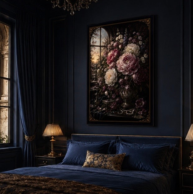 DUTCH MASTERS — Floral Art Print "Pink Peonies by the Window"