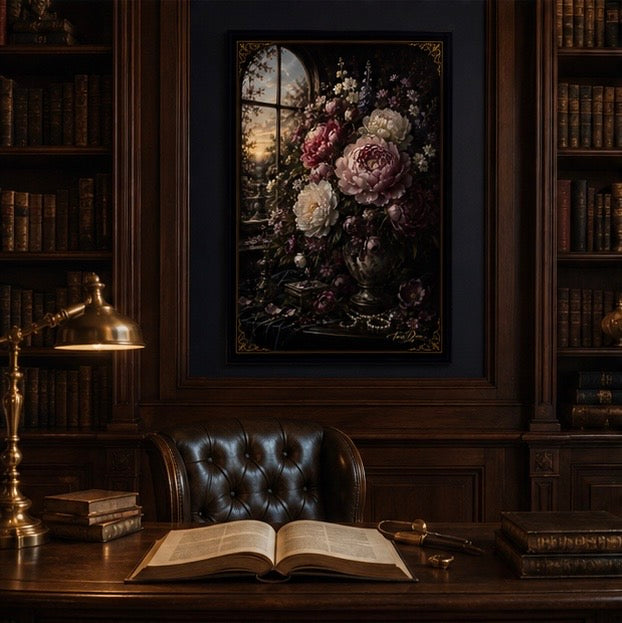 DUTCH MASTERS — Floral Art Print "Pink Peonies by the Window"