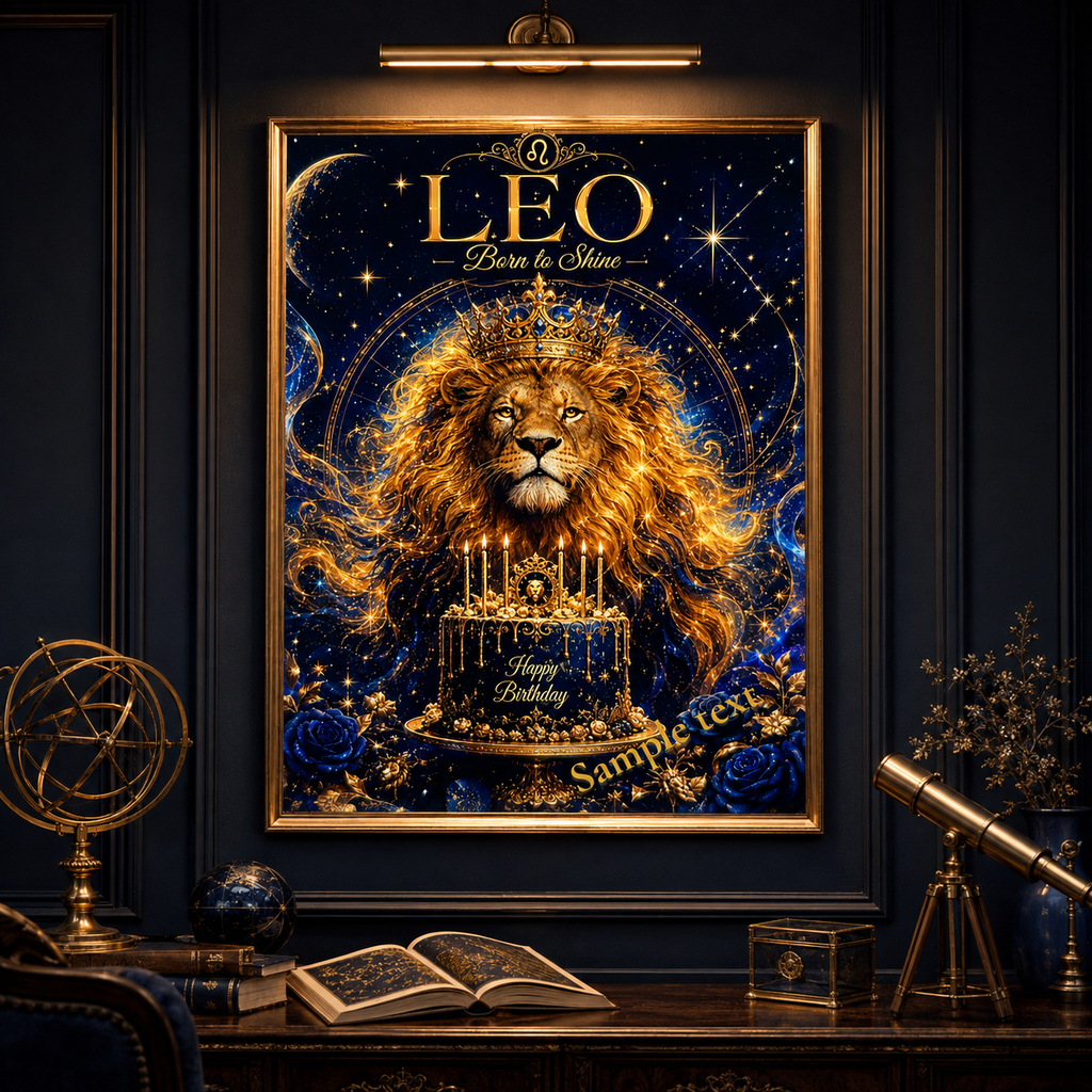 PERSONALIZED LEO BIRTHDAY POSTER – Celestial Zodiac Wall Art