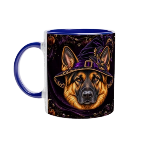 PERSONALIZE Your Halloween German Shepherd Blue Ceramic Mug