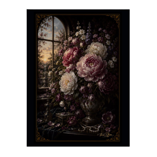 DUTCH MASTERS — Floral Art Print "Pink Peonies by the Window"